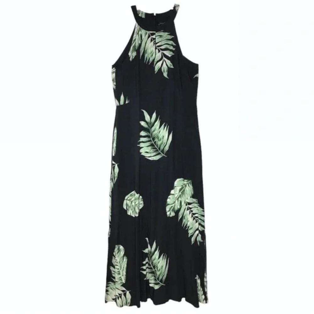 Ann Taylor Factory Maxi Dress Size 10 Tall Palm Leaf Print Tropical